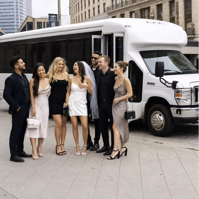Black Mercedes Sprinter van staged for an Pittsburgh Bachelor & Bachelorette Transportation group