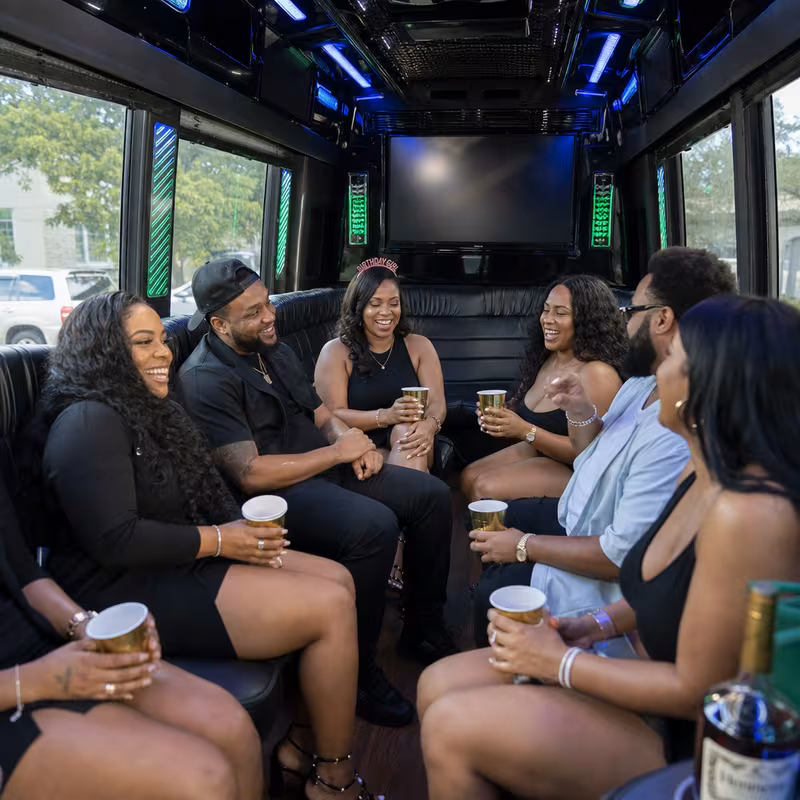 Black Mercedes Sprinter van staged for an Pittsburgh Birthday Transportation group