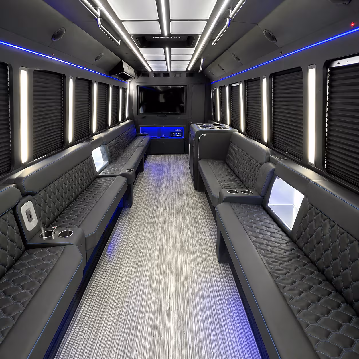 Pittsburgh Sporting Event Transportation party bus interior