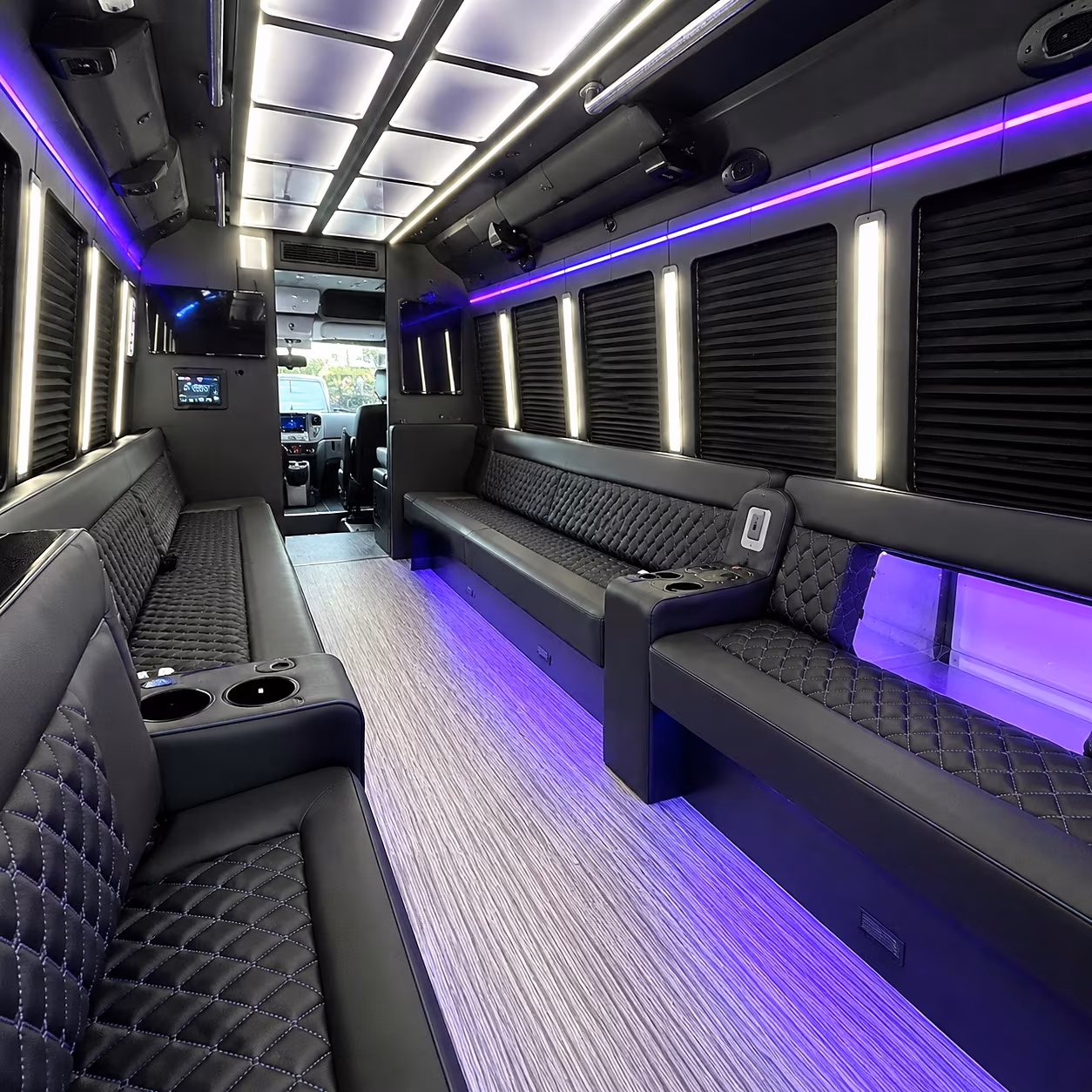 Pittsburgh Sporting Event Transportation party bus interior
