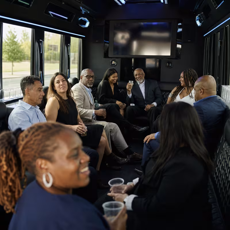 Black Mercedes Sprinter van staged for an Pittsburgh Private Event Transportation group