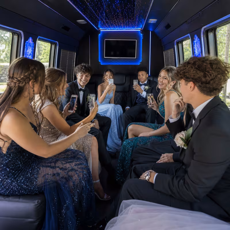 Black Mercedes Sprinter van staged for an Pittsburgh Prom & Homecoming Transportation group