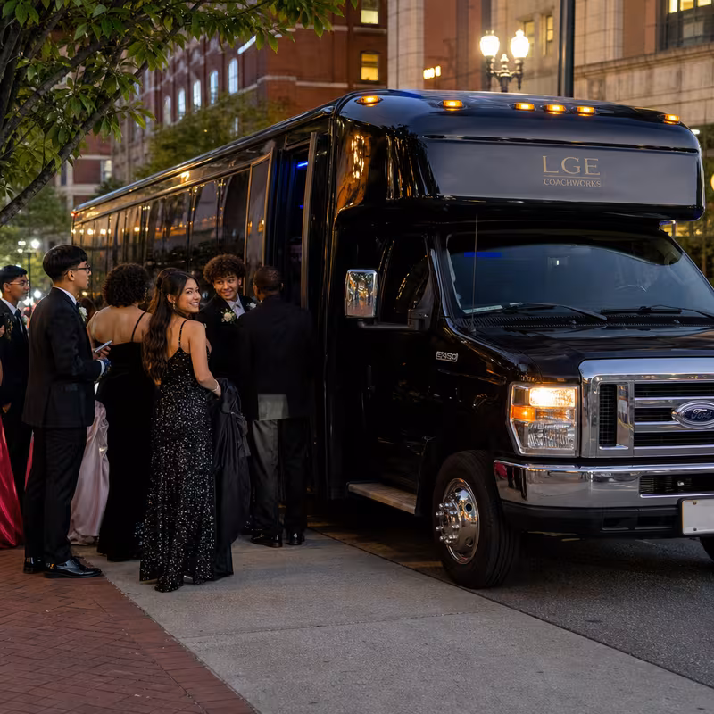 Passengers loading luggage while boarding an Pittsburgh group shuttle