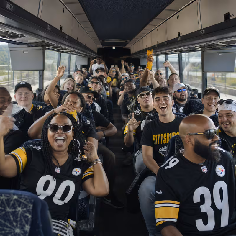 Black Mercedes Sprinter van staged for an Pittsburgh Sporting Event Transportation group